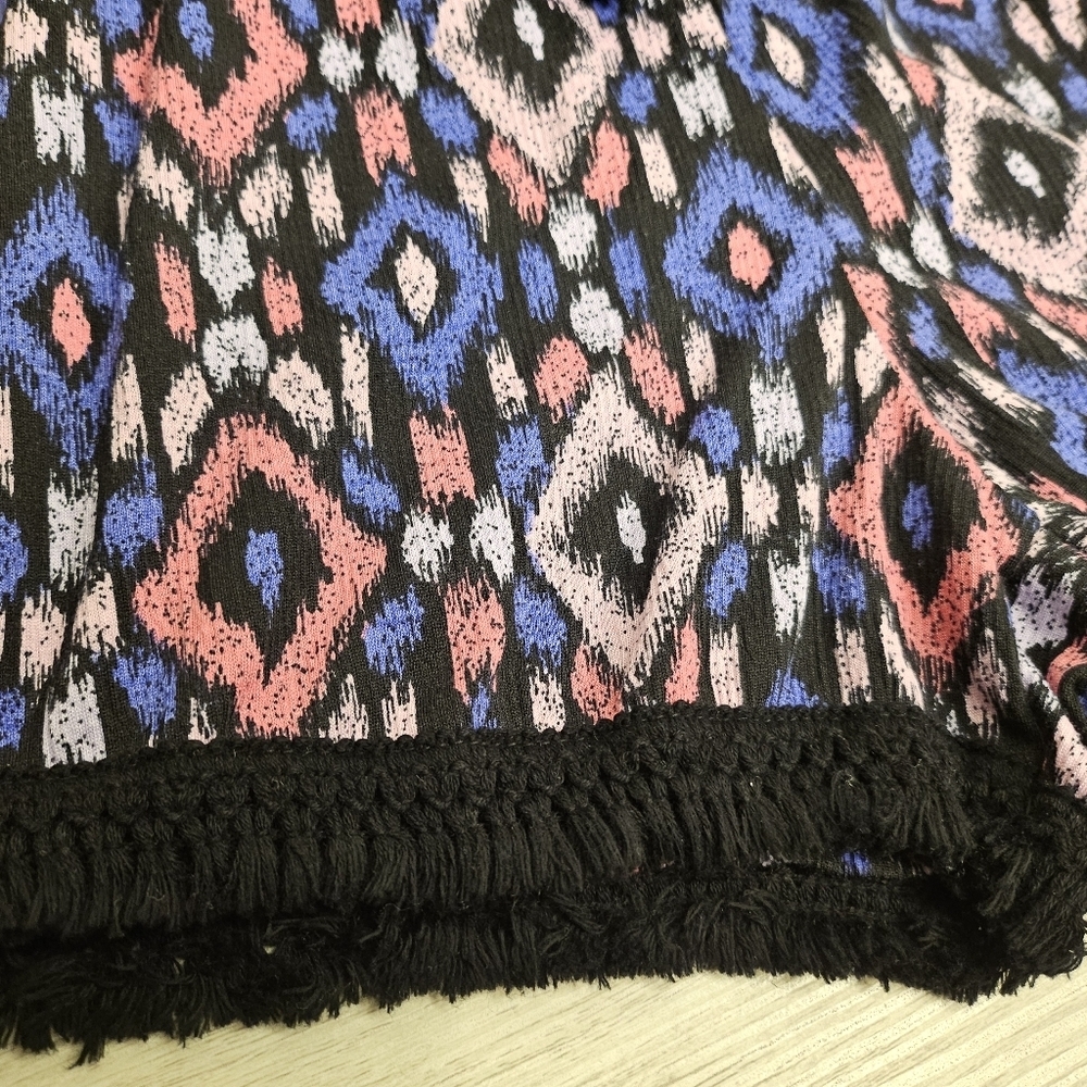 No Boundaries Shorts Aztec Fringe Juniors 21 XXXL Boho Smocked Tassel Women's 18 - Picture 4 of 9
